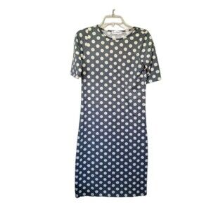 Sign Here polka dot tea dress midi T-shirt sz. M gray/white